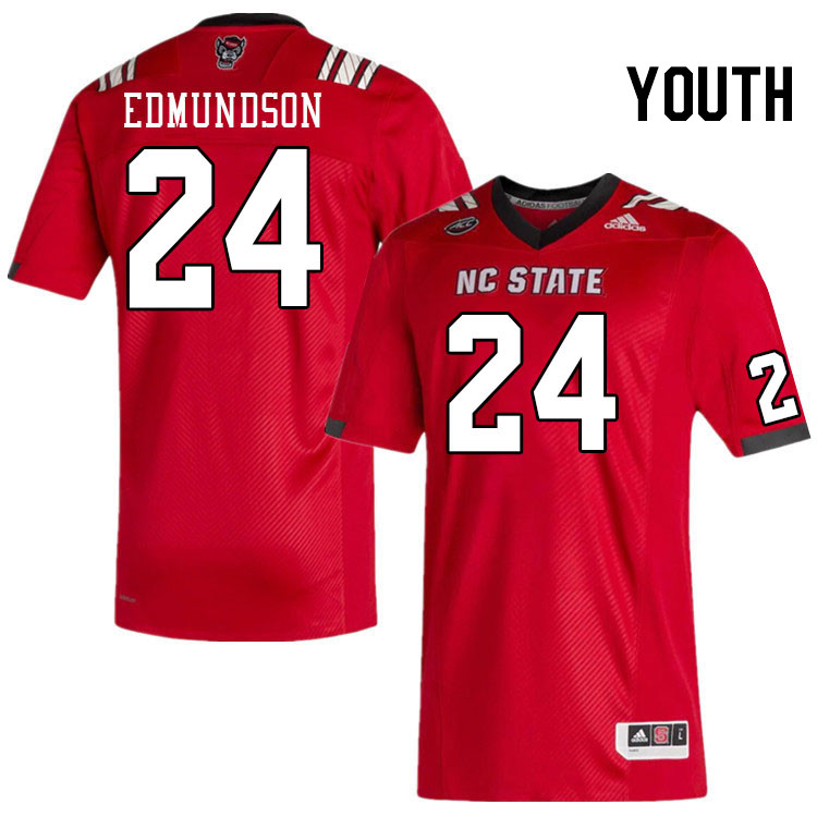 Youth #24 Darius Edmundson North Carolina State Wolfpacks College Football Jerseys Stitched-Red